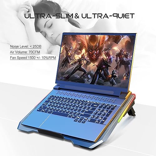 LIANGSTAR Laptop Cooling Pad 12-17.3 Inch, 3Fans Laptop Cooling Pad (1600RPM) with Non-slip Stand, USB Port, RGB Light, Ergonomic Design, Silver - Image 8