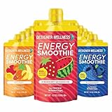 Designer Wellness Energy Smoothie, Real Fruit, 100mg Natural Caffeine, 5g Protein, Low Carb, Zero Added Sugar, Gluten-Free, Variety Pack, 12 Count