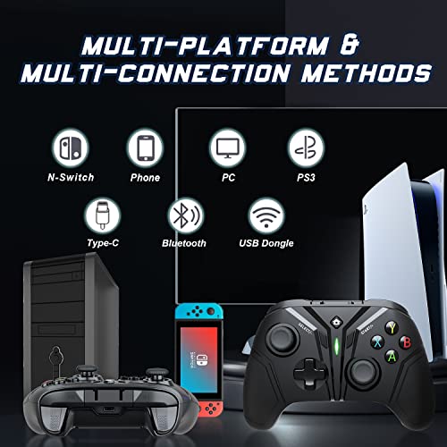 Gamrombo Wireless Pro Controller For Switch/Pc/Ps3/Android Tv, Pc Game Controller With Dual Vibration/Gyro Axis, Multi-Platform &Multi-Connections #TOP1