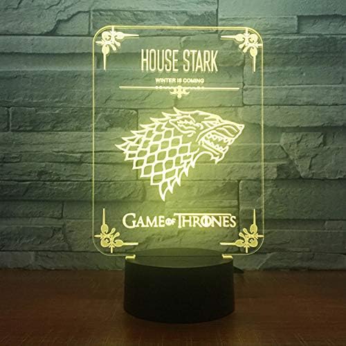 Eqwr Game of Thrones House Stark Wolf Acrylic Illusion 3D Lamp Led 7 Color Changing USB Touch Desk Lamp Kid's Birthday Gift