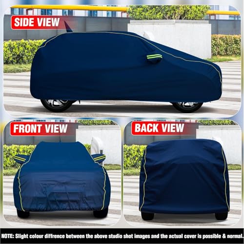 Image of for Nissan Magnite 100% Waterproof Car Cover for All Weather Protection with Mirror Pockets, Soft Cotton Lining, Triple Stitched with Adjustable Belt Bottom Elastic to Secure Fit