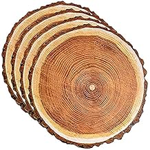 Gift Boutique Wood Slice Placemats 50 Pack Rustic Round Disposable Paper Place Mats 13.5 Inch Farmhouse Woodland Table Decor for Camping BBQ Wedding Parties