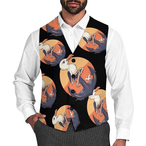 Anchorseagulles Men's Suit Vests Business Formal Dress Vest V-Neck Waistcoat for Wedding Casual