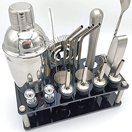 Set de cóctel Boston shaker de acero inoxidable 20 piezas miniatura 4
