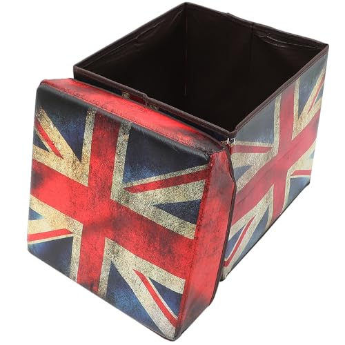 BATHVEVE Taburete Reposapiés Rectangular de Almacenamiento Plegable Capacidad Grande de Tablero de Densidad y Tela No Tejida para Sala Habitación Infantil