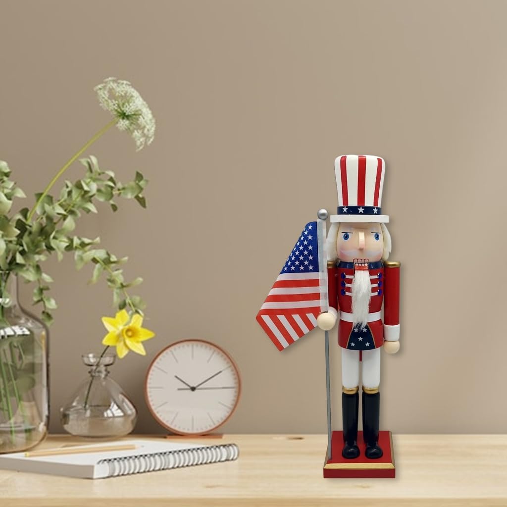 Independence Day Wooden Nut Cracker Perfect for Displays and Memorial