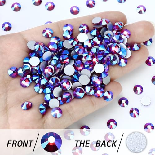 Image of Flatback Crystal Rhinestones Round Gems for Nail Art and Craft Clothes Glue Fix, Fucshia AB (2.9-3.0mm) SS12 /1440PCS