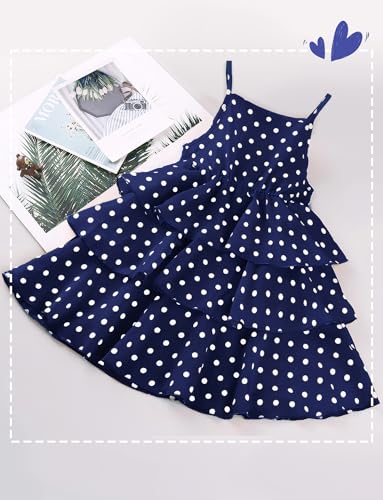Happy Cherry Girls Summer Polka Dot Dress Summer Spaghetti Strap Tiered Dress2