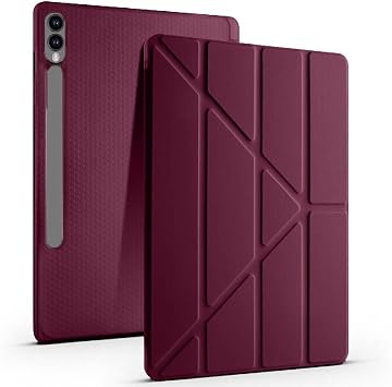 Samsung Galaxy Tab S9 Fe Plus X610 12.4 Inch Compatible Triangle Foldable Pen Stand Smart Case Plum
