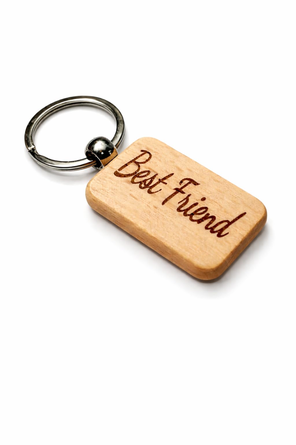 Laser-Engraved Keychain – Wooden or Leather Keyring in Heart, Circle, or Oval Shape – Unique Gift for Anniversaries, Birthdays, Christmas, Mother’s & Father’s Day, Corporate Gift (Wooden Rectangle)