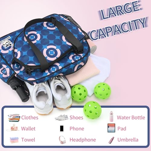 Image of Boulder Bee Pickleball Bags, Premium Pickleball Tote Bag for Girls, Women's Hand /Shoulder Gym Bag w Water Bottle Holder, with Pickleball Racquet /Paddle Holder