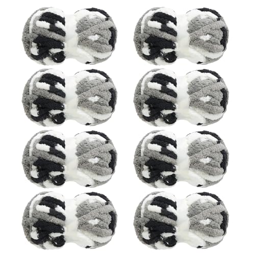 Image of MABOZOO Tie Dye Chunky Yarn for Crocheting 8 Pack,White Fluffy Jumbo Chenille Yarn,Soft Plush Yarn Bulky,Giant Thick Fuzzy Yarn for Hand Knitting or Arm Knitting (29 yds,8 oz Each Skein)
