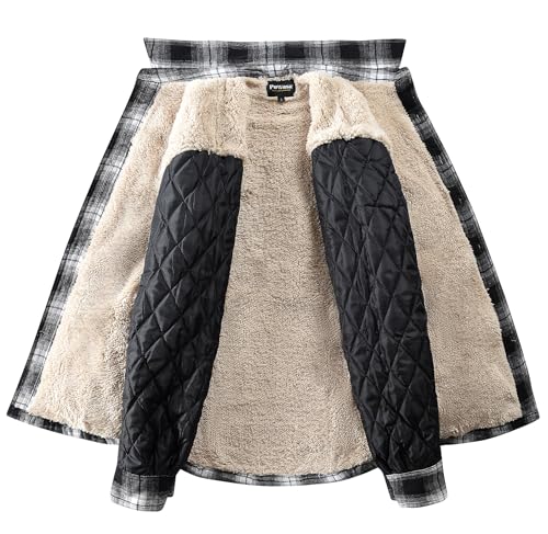 Men's Sherpa Lined Cotton Flannel Shirt Jacket Button Down Long Sleeve Fleece Jacket for Men2