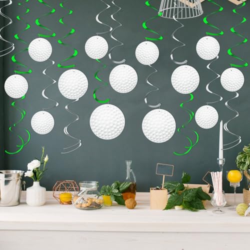 Image of 54Pcs Golf Hanging Swirls Party Decorations Golf Theme Birthday Party Decorations Supplies Golf Cutouts Foil Streamers Wall Ceiling Hanging Decor for Kids Boys Men