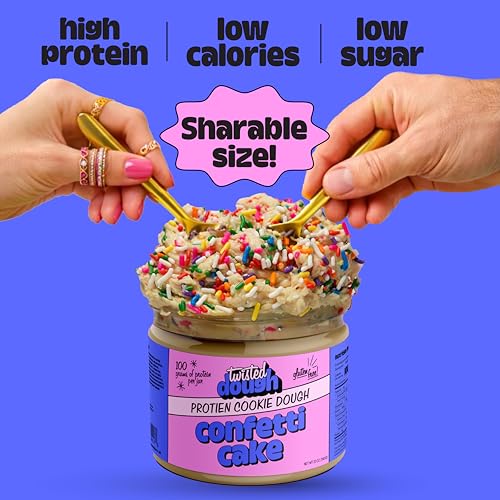Image of Twisted Dough Protein Cookie Dough, Confetti Cake Flavor, 2 Pack, 100g Protein, Healthy Snacks, Gluten Free Edible Cookie Snack, High Protein Low Carb & Low Sugar Dessert for Kids & Adults, Keto Friendly