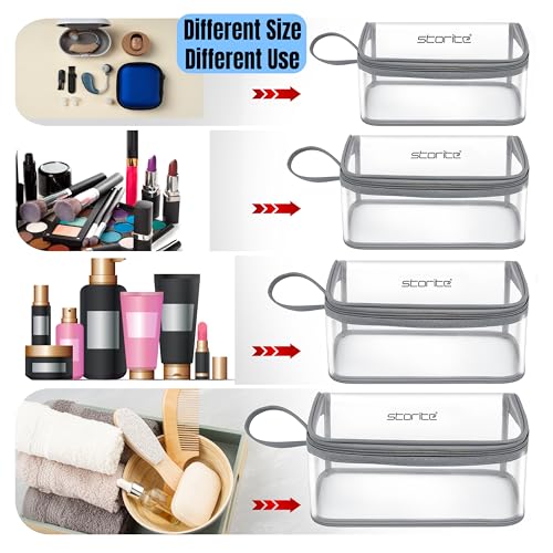 Image of Storite Set of 4 Transparent Travel Pouch Set for Makeup & Toiletries | Suitable For Makeup Toiletries Shaving Kits Cosmetics Accessories And Travel Essentials