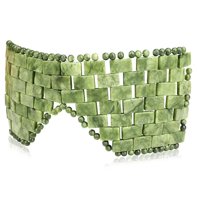 gemshan Jade Eye Mask - Natural Green Authentic Jade Stone Facial Mask for Puffiness Relief, Dark Circles & Anti Aging