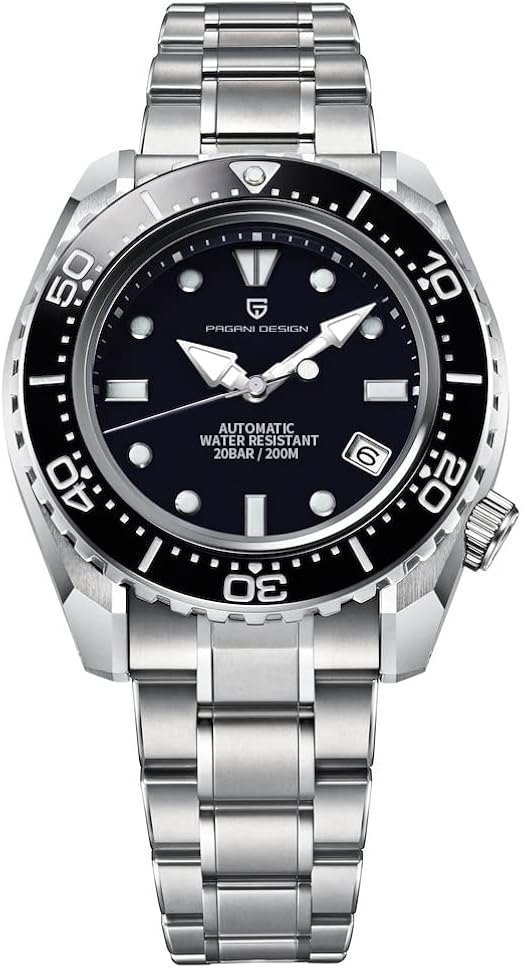 Amazon.com: Pagani Design 200 Diver Men's Watches Automatic NH35 Mov't 200M  Water Resistant Rotating Bezel Metal Band Wristwatch Men (Black) :  Clothing, Shoes \u0026 Jewelry