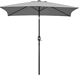 Yaheetech Sombra Amplia Rectangular 227 cm con Ajuste Solar, para Jardín, Terraza, Balcón, Playa - Incluye Manivela, Resistente al Viento, Fácil Instalación Gris