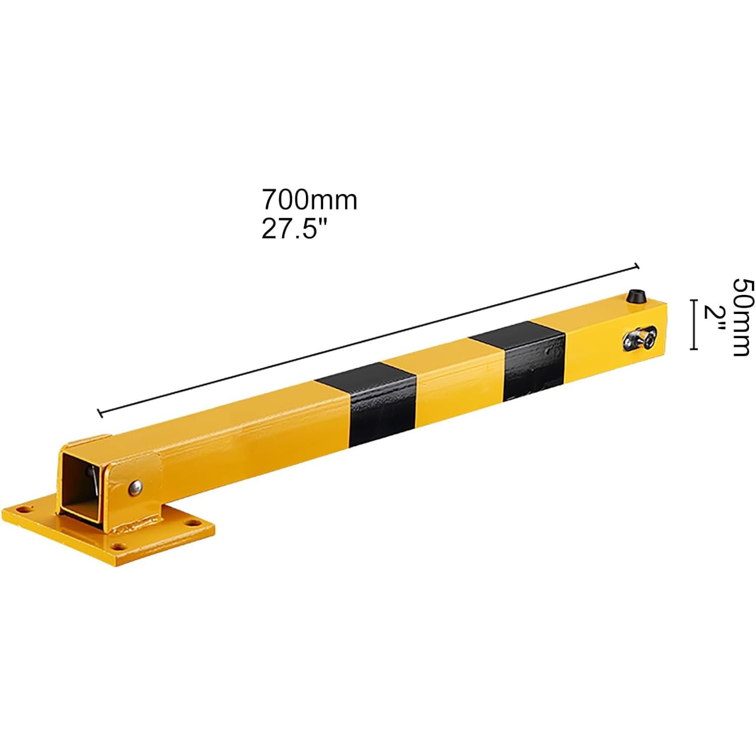 Bolardo de estacionamiento plegable de acero, poste extraíble resistente con bloqueo y rayas de advertencia, barrera de seguridad para seguridad de calle y garaje