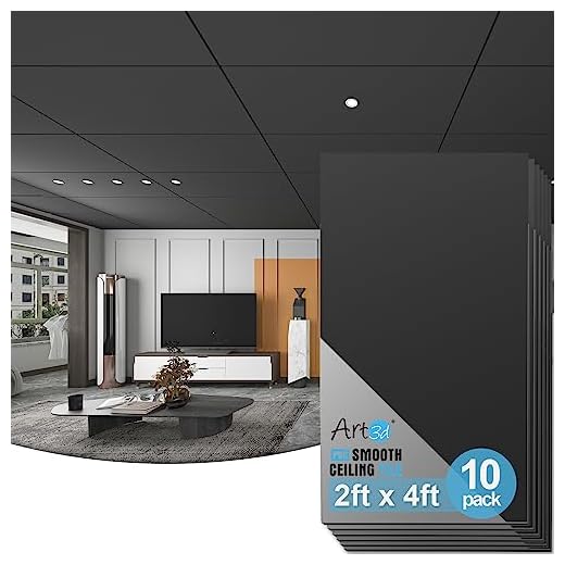 Art3d 10-Pack Black Smooth Drop Ceiling Tile 2ft x 4ft, PVC Ceiling Panel 24 x 48in.