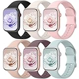 6 Pack Sport Bands Compatible with Apple Watch Bands 38mm 40mm 41mm 42mm 44mm 45mm 46mm 49mm for Women Men, Soft Wristband Silicone Sport Strap for iWatch Bands Series 11 10 9 8 7 6 5 4 3 2 1 Ultra SE