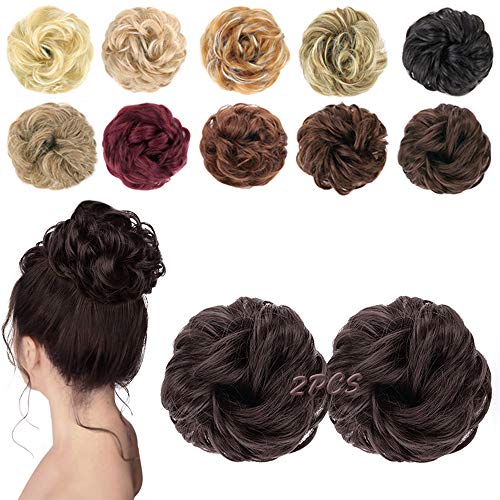 MORICA 2PCS Messy Bun Hair Scrunchies Messy Bun Hair Piece for Women Curly