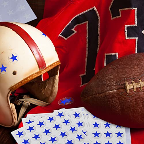 Image of Leinuosen Helmet Stickers Football Baseball Helmet Decals 1-1 /8 Inch Vinyl Sports Football Decals Self Adhesive Hockey Stickers for Hockey, Lacrosse, Batting(Clear Print Blue,Star)