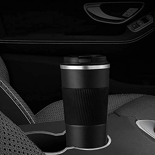 Image of YELONA Black 380 ML Insulated Stainless Steel Coffee Tea Tumbler for Hot Cold Beverages Portable Travel Mug Leak Proof Sipper Lock Lid Thermos Multipurpose for Home Office Gifts