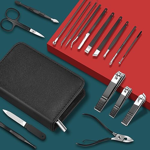 Manicure Set 18pcs,DUAIU Manicure Pedicure Tools Kit,Nail Clipper Set Gifts for Women/Men,Stainless Steel Nail Set Manicure For Toe and Finger Nails Grooming Care with Zipper Bag - Image 2