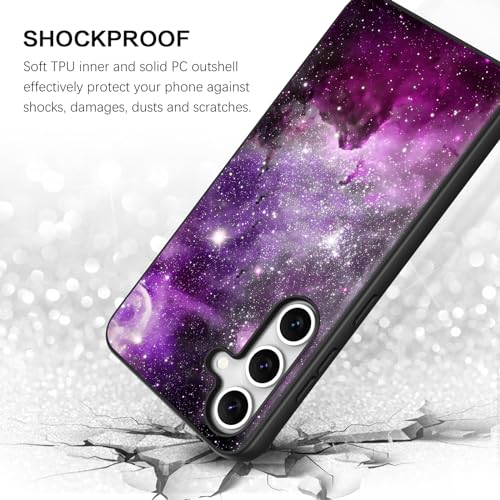 BENTOBEN for Samsung Galaxy S24 Case, Glow in The Dark, Slim Fit Soft Flexible TPU Bumper Shockproof Anti Scratch Protective Phone Cover for Galaxy S24 Case 6.2inch, Purple Nebula/Galaxy Design