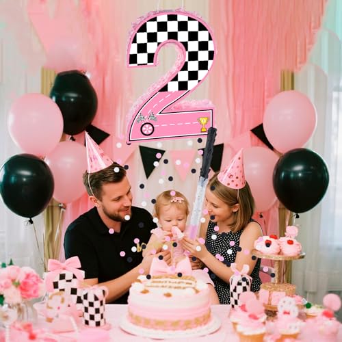 Piñata voiture de course rose 3 premium, décor anniversaire