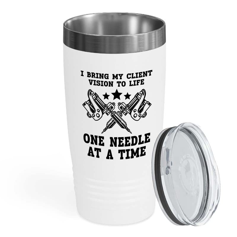 Flairy Land Tattoo Artist White Tumbler 20oz - I bring my clients - Gifts for My Tattoo Artist Tattoos Tats Tattooing Skin Design Professional