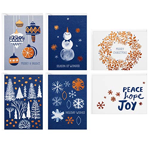 Hallmark Pack of 48 Christmas Cards & Envelopes, Peace, hope, joy, 13.2 x 9.5 cm