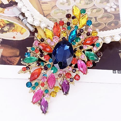 Image of SELOVO Big Large Leaf Brooches and Pins Scarf Decoration Gold Tone