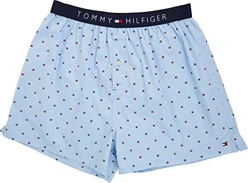 Tommy Hilfiger Men's Underwear Woven Boxers, Ice, Small