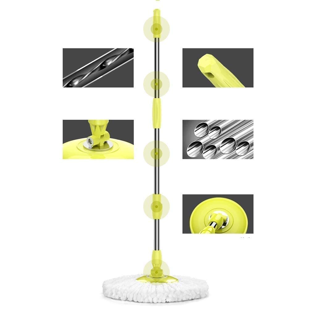 Trapeador Giratorio 360 ​​° Trapeador Giratorio Sistema Limpieza del hogar Trapeador Piso Cubo Kit Limpiador Piso Madera Dura más 5 Cabezales trapeador
