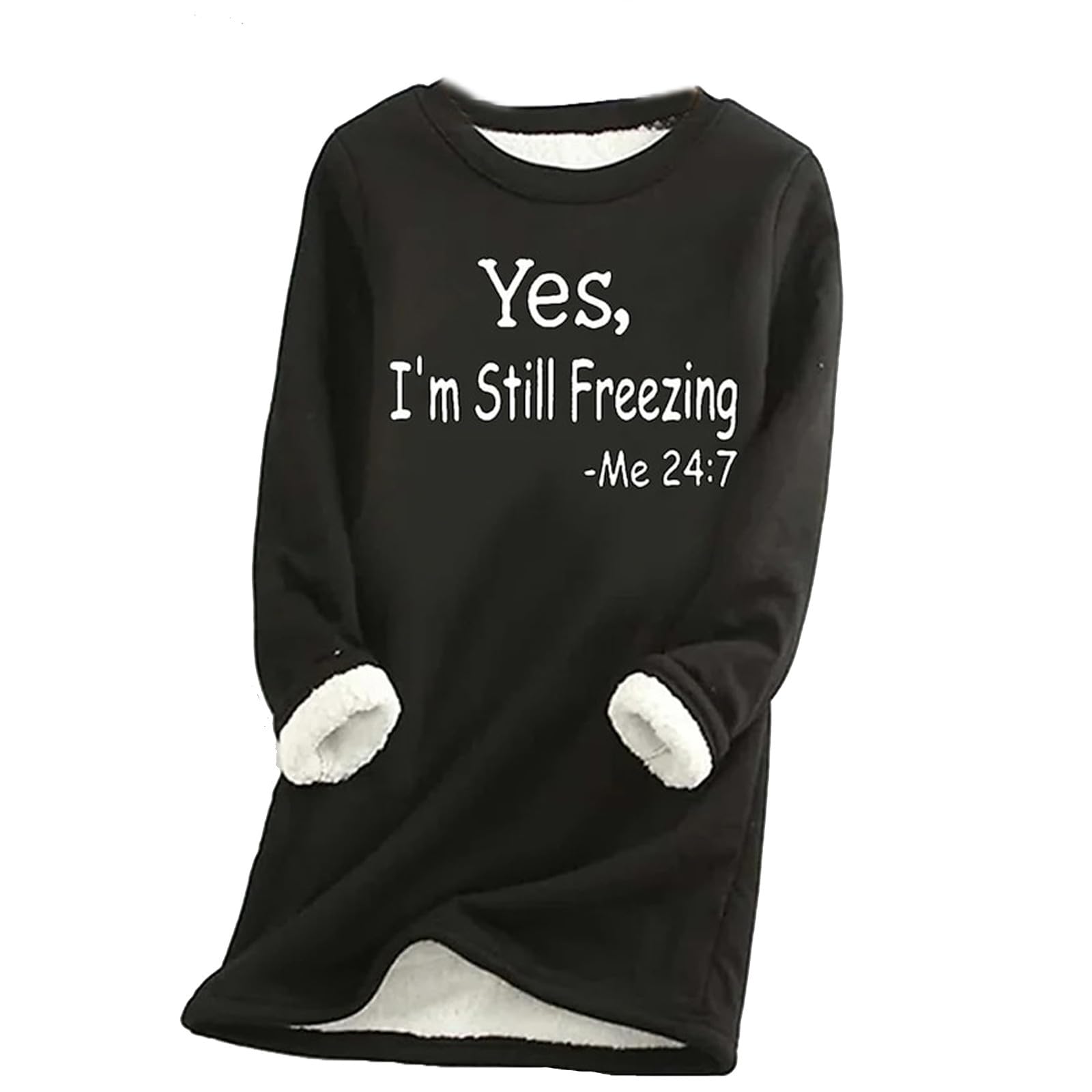 AMhomelyChristmas Sweatshirt for Women - Ladies Thick Fleece Sweatshirt Casual Pullover Christmas Velvet Warm Underwear Tops for Work Officce Sale Clearance UK Size S-5XL