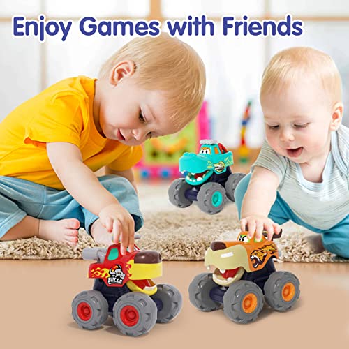 Hola Toys For 1 + Year Old Boy Gifts, 3 Pack Monster Trucks For Boys Toys For 1 2 + Year Old Boy Girl Gifts, Friction Powered Pull Back Push And Go Toy Cars For Toddler 1-3 Baby Boy Toys 12-18 Months #TOP4