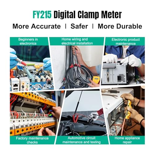 FY215 Digital Clamp Meter 6000 Counts AC Current Tester Multimeter 600A con linterna, data hold, herramientas para electricista (FY215) miniatura 3