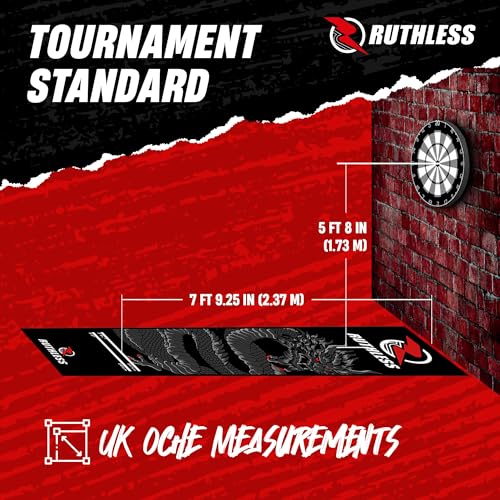 Tapis de fléchettes robuste RUTHLESS antidérapant durable protection sol noir