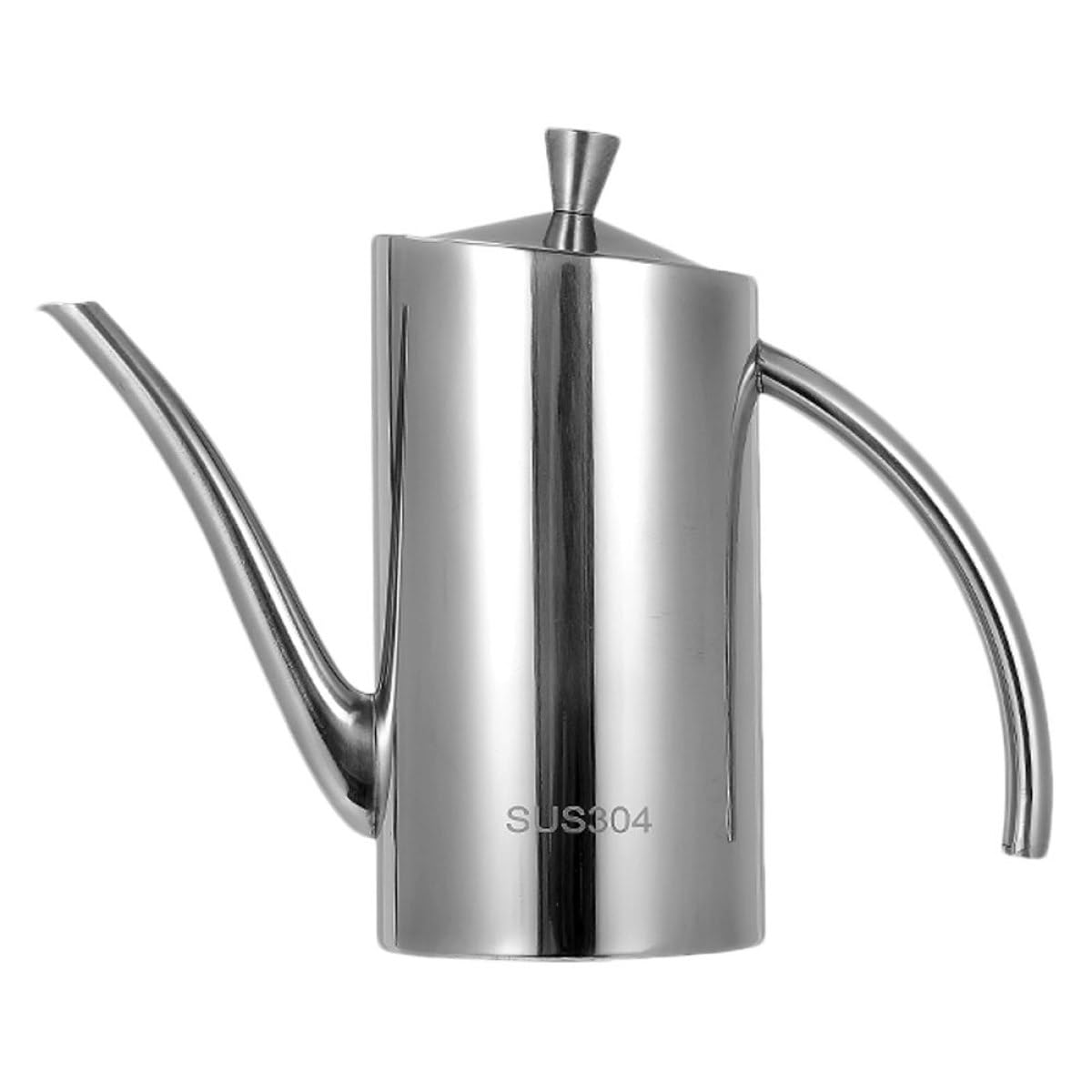 PACKOVE Bouteille D'huile en Acier Inoxydable 500ml Argenté, Bidon D'huile Ménagère Anti-fuite Bec Oblique, Résistance la Corrosion Déformation Cuisine