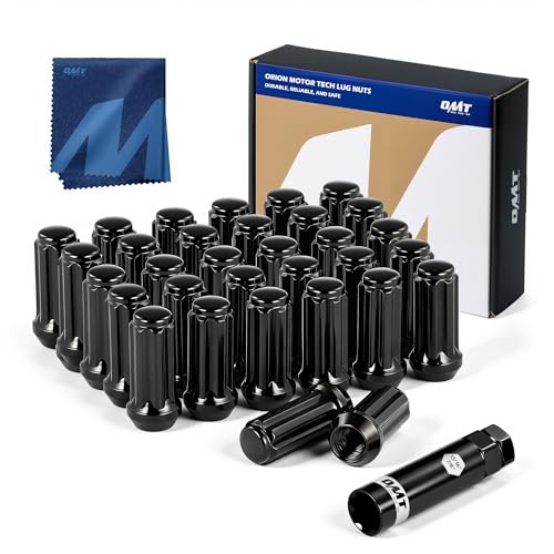 Orion Motor Tech 9/16-18 Wheel Lug Nuts 32 Pack Black 9/16 x 18 Trim Lug Nuts 2 inches Tall Spline Drive Cone Seat Compatible with 1994-2011 Ram 2500 3500 2002-2010 Dodge Ram 1500