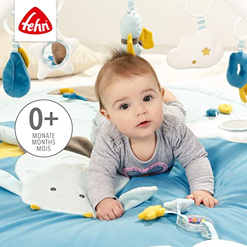 Fehn 3-D-Activity-Decke Spielbogen Little Castle – Krabbeldecke mit 5 abnehmbaren Spielzeugen zum Greifen – Spieldecke für Babys und Kinder ab 0+ Monaten – Krabbelmatte als Geschenk zur Geburt