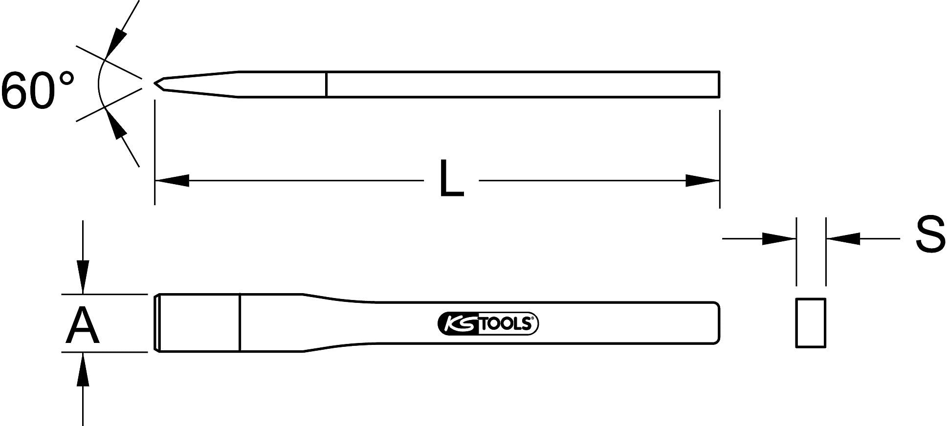 KS Tools 162.0486 Scalpello per Muratori, 30X500 mm, Ottagonale