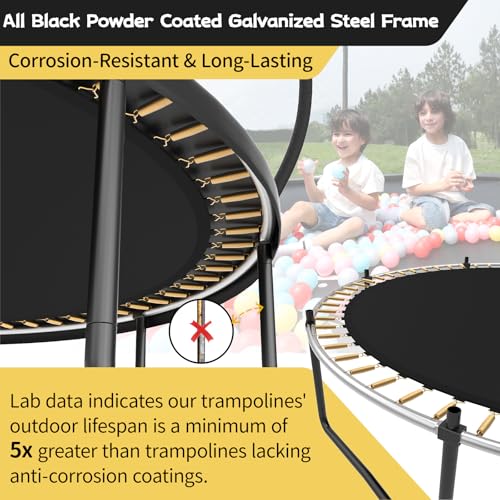 ACWARMHOME Trampoline Outdoor 10FT,Recreational Trampolines for Kids and Adults, Trampoline Outdoor with Net and Ladder, ASTM Approved, Black