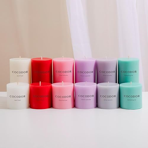 Miniatura 6 de COCODOR - Velas perfumadas de pilar, 3 x 6 pulgadas, lavanda francesa, juego de 3 velas, 85 horas, velas para bodas, fiestas, cenas, decoración del