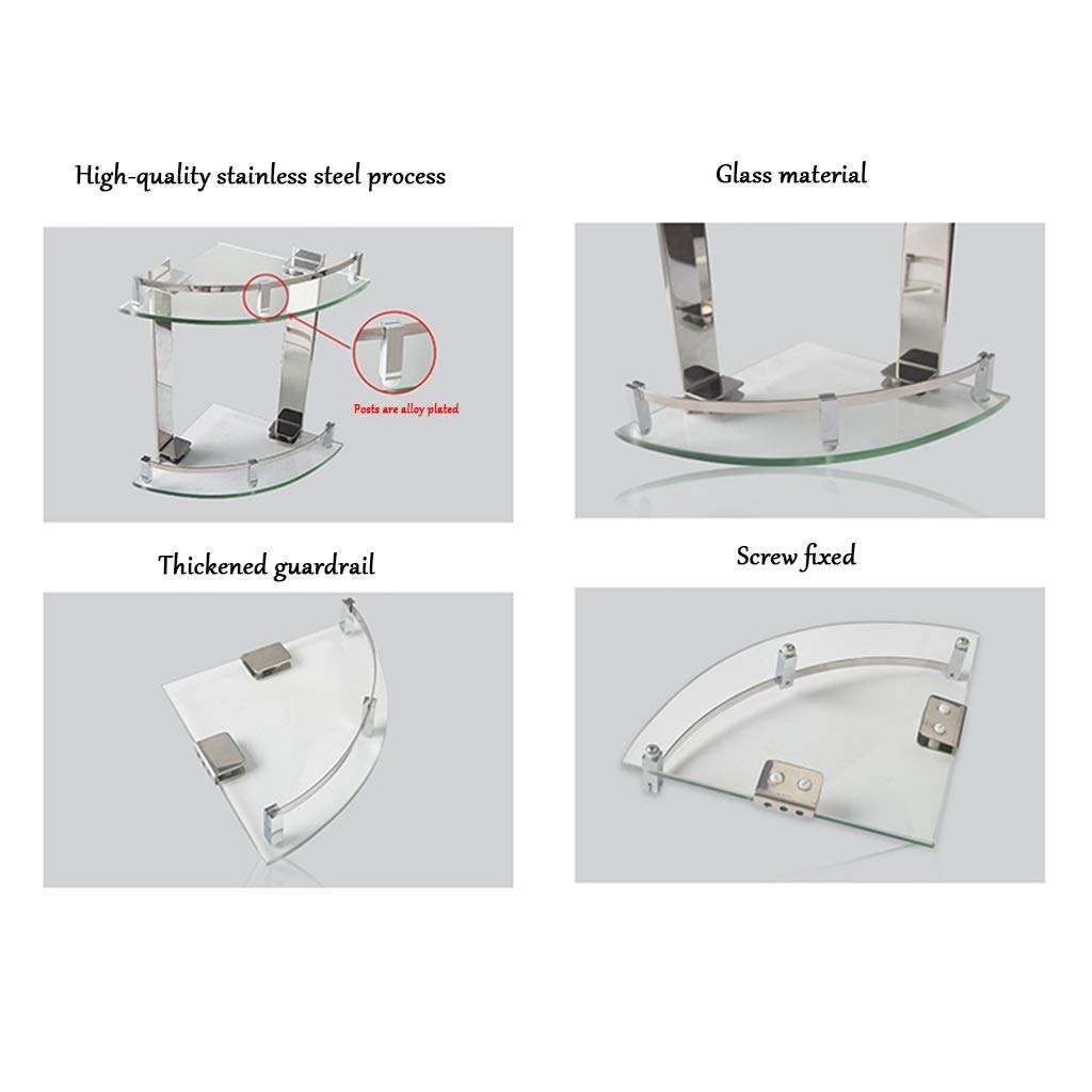 Estante de Vidrio para baño Estante de Almacenamiento de Cocina Estante de Esquina para baño Espejo de Pared Estante Frontal Estante de baño de Vidrio (Color : Style1)