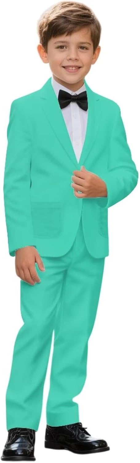 Dreaweet Boys Suit Size 6-14 Slim Fit 2 Piece Set Kids Tuxedo Suits Formal Blazer & Pants Set Wedding Ring Bearer Outfit