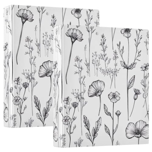 Classeur 3 anneaux fleurs sauvages vintage avec porte-bloc format A4